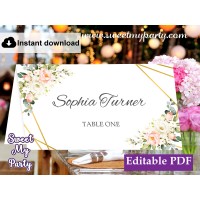 Geometric Escort Cards template, Floral Place Cards template, (128)